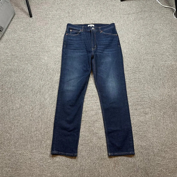 RE/DONE 70s Straight High-Rise Jeans in Dark Blue Denim Wash Size 30 - Picture 2 of 7